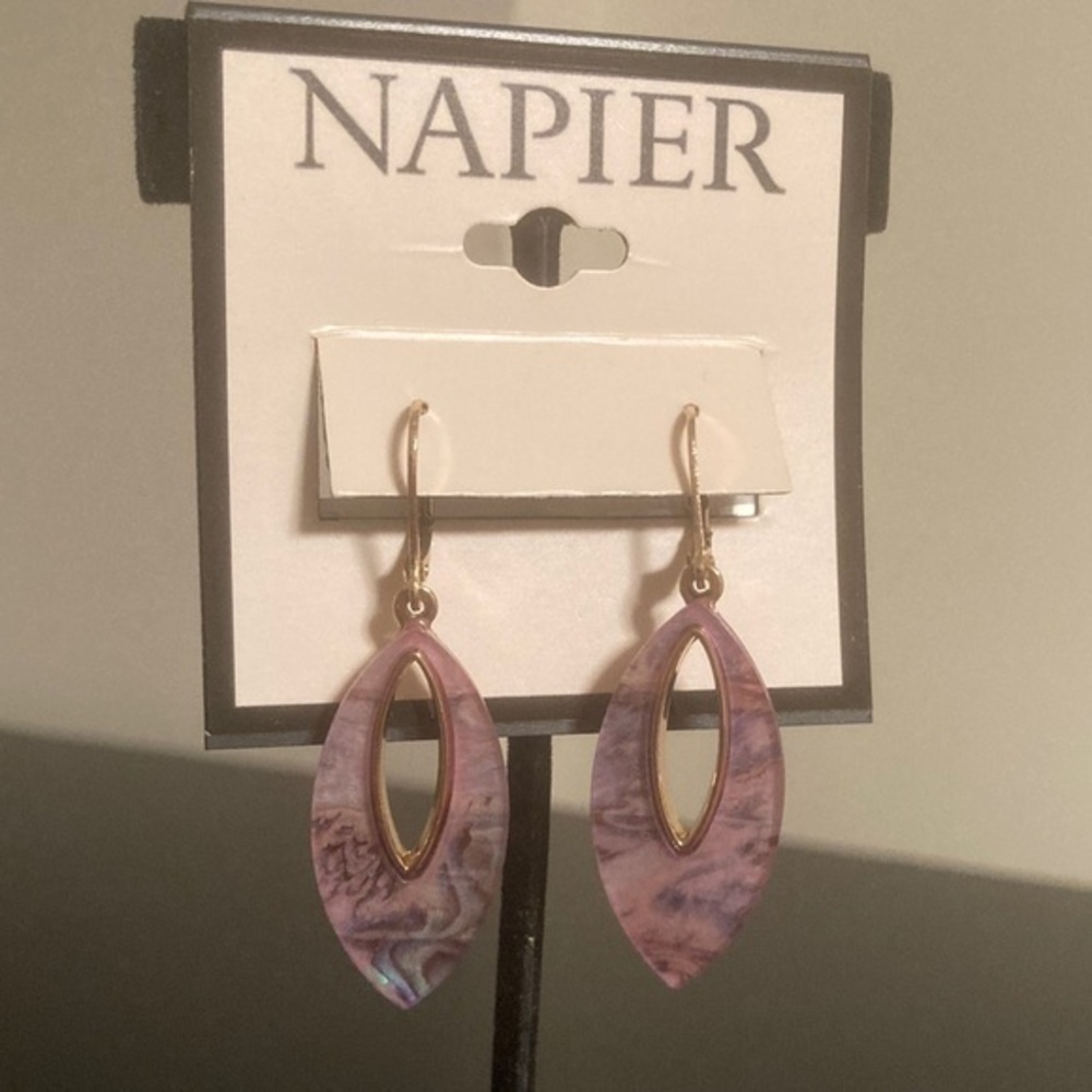 Napier Lavender and Gold Marbled Earrings